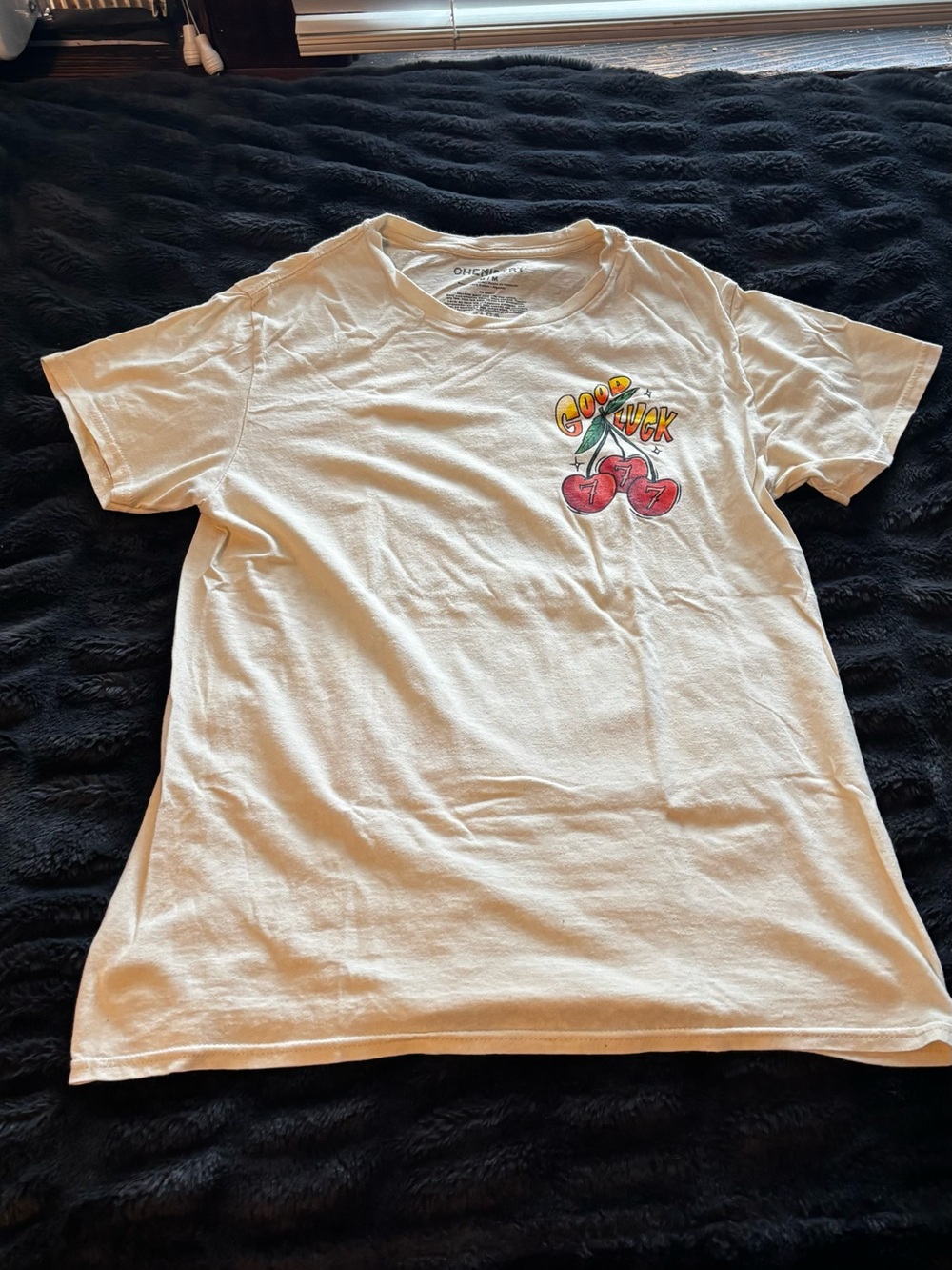 Good Luck Cherry Graphic White Tee